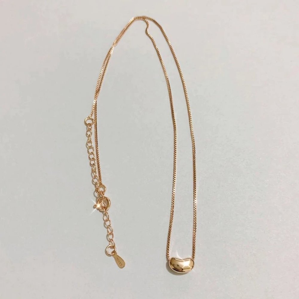 NEW 925 Sterling Silver Simple Bean Necklace - Picture 4 of 8